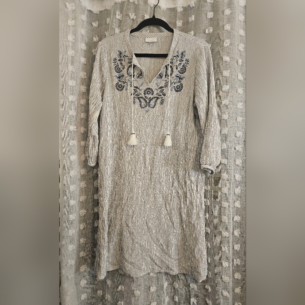 J Jill Embroidered Textured A-Line Dress Pre Owned. Size S